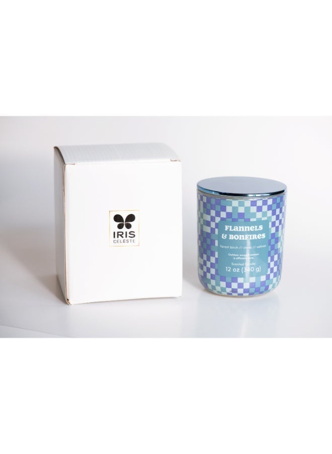 IRIS CELESTE Flannels & Bonfires Jar Candle 340grams -  Scented candle 15oz  | 45 hrs burn-time | Perfect for Gifting, Home Décor, Parties & Room Perfuming | Ideal for Living room and Office Décor - Image 4